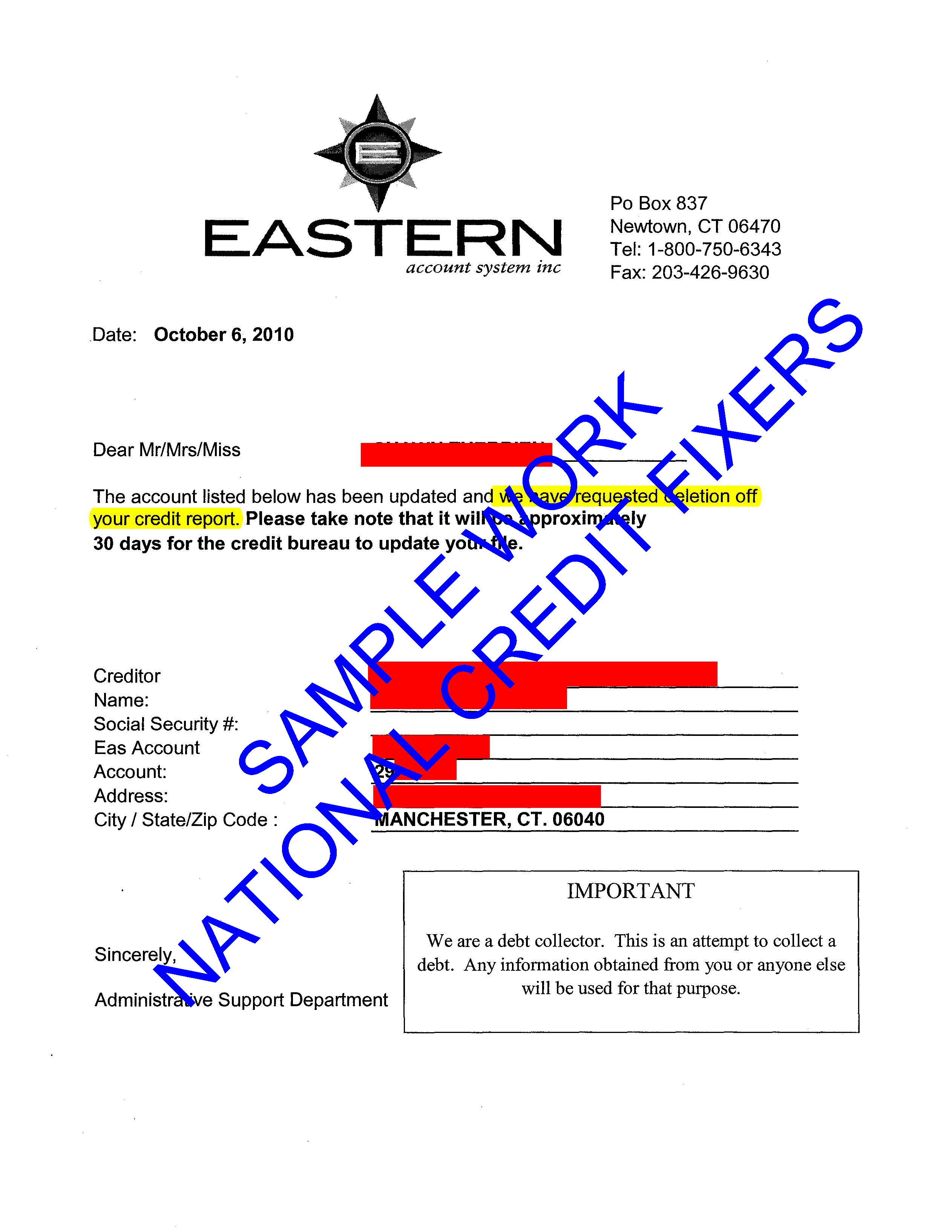 Eastern Account Systems Deletion 2
