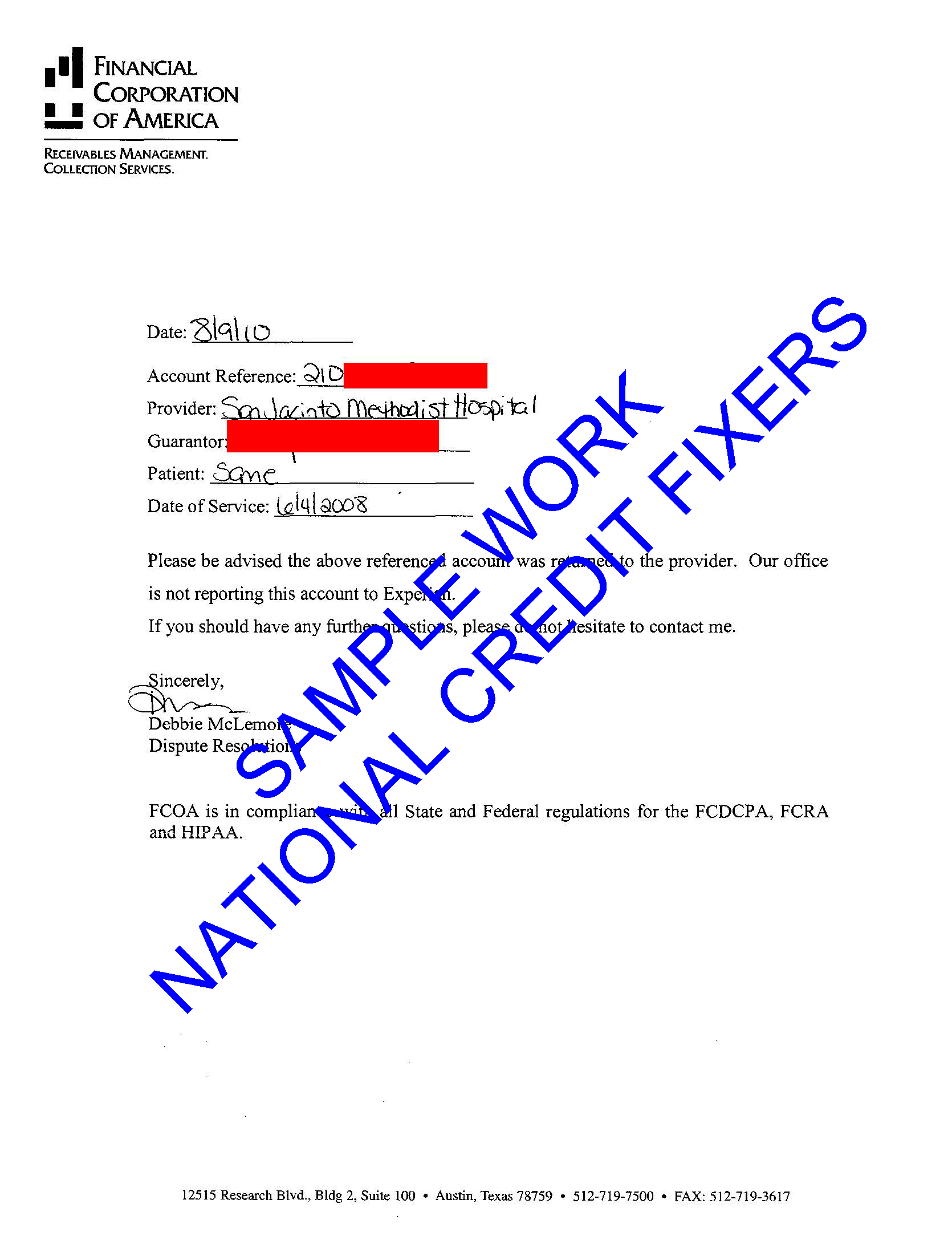 Financial Corporation of America Deletion