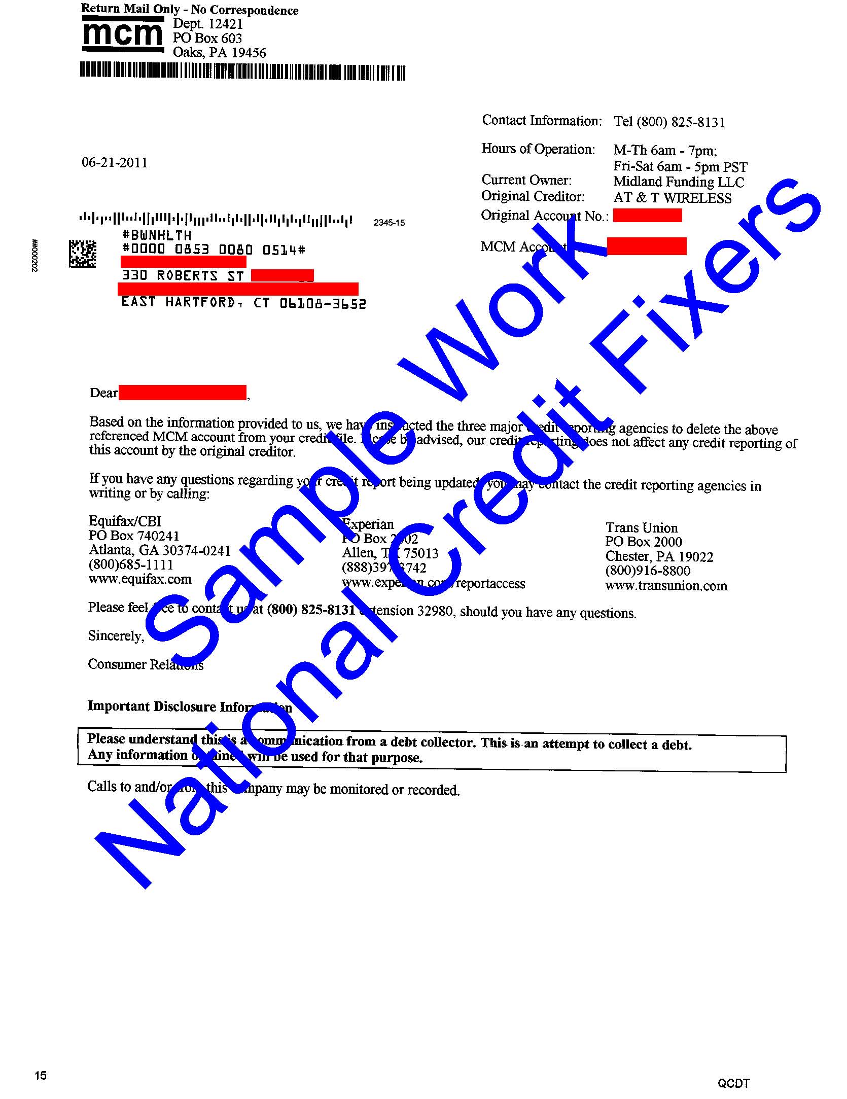 Midland Credit Management Deletion 1